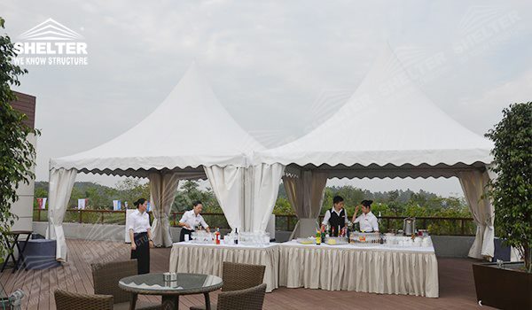 Gazebo buffet Tent - pagoda canopy - flat top high peak tents - square marquees - canopy for hotel wedding - pavilion for pool side party - Shelter aluminum structures for sale (2)
