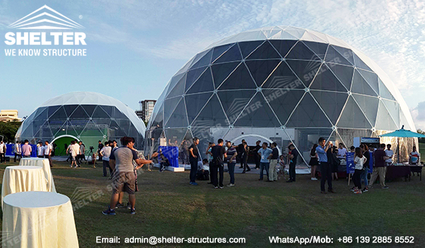 Dome marquee - geodesic dome structures for branding and promotion events - custom designed dome igloo - clear front sphere dome marquees (2)